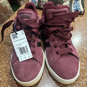 Adidas Grand Court Base 00 Men's Causal Shoes Burgundy Suede JQ6015 Size 12